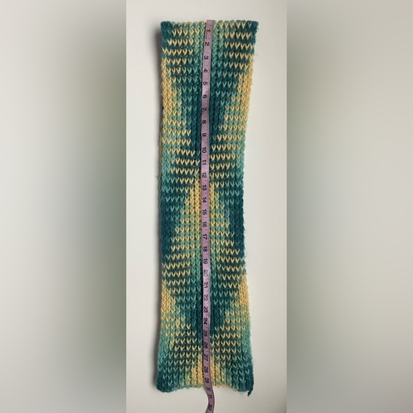 Winter Knit Green/Yellow Scarf - Picture 2 of 3
